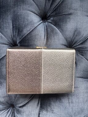 Mark Cross metallic two tone Silver clutch